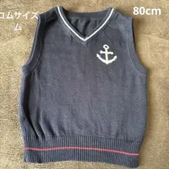コムサイズム ネイビー ニットベスト Vネック