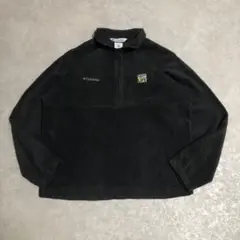 00s コロンビア 企業ロゴ刺繍 ハーフジップ フリースプルオーバー ブラック