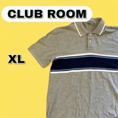 極美品 USA古着 クラブルーム ポロシャツ XL グレー ライン 重ね着