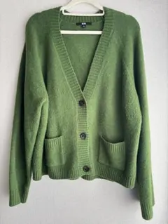 UNIQLO スフレヤーンショートカーディガン 長袖 緑