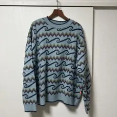 波模様 青系 ニットセーターのサムネイル
