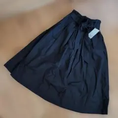 UNIQLO ネイビー ベルベットフレアスカート S