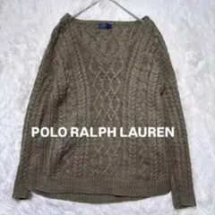 ポロラルフローレン ケーブルニット S Vネック 春ニット コットンリネン 上品