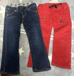 ミキハウス　ダブルビー　長ズボン　２枚　100 ロングパンツ　デニム