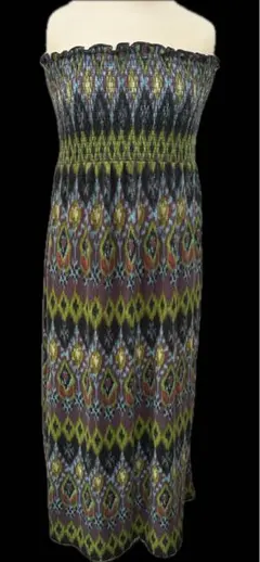 幾何学模様オフショルダーキャミワンピース　身長〜162