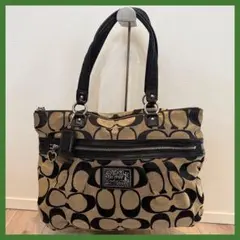 COACH コーチ シグネチャートートバッグ ハートチャーム ブラック A4収納