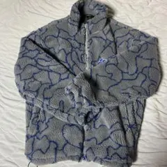 グレー フリースジャケット 抽象模様