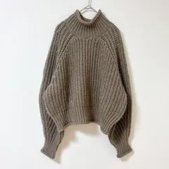 エイチアンドエム　ニット　長袖　Lブラウン　ハイネック　厚手　シンプル　秋　冬