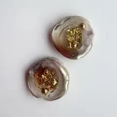 2点目から100円引き♡ハンドメイド レジン イヤリング 金箔入り マーブル模様