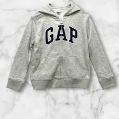 【ベビーギャップ】美品 ジップアップパーカー ロゴ スウェット グレー　110