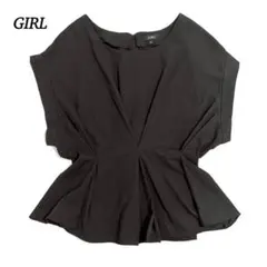 美品 ガール ブラウス 【S】フレンチスリーブ ペプラム 綺麗め オケージョン