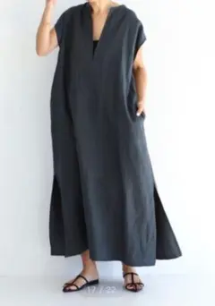 美品 デミルクスビームス リネン ワンピース サイズ36 目黒越子 Demi-Luxe BEAMS .M リネンワンピース グレー36 目黒越子さん