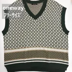 oneway ニットベスト　フリーサイズ　グリーン　春服のサムネイル