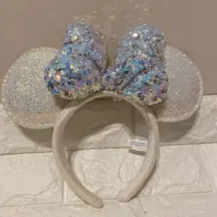 【美品】ディズニー ミニー カチューシャ #スパンコール ホワイト#