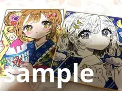 え*む様 オリジナルイラスト キャラクターイラスト 色紙 アナログ