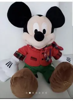 Disney Store 2012 ミッキー ぬいぐるみ チェック柄マフラー