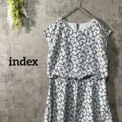 インデックス　花柄ワンピース　フレンチスリーブ　総柄　ウエストゴム　綺麗め　M