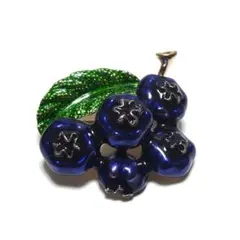 bro-0741　ブローチ　ブルーベリー　フルーツ　果物　果実　ジャム　パイ