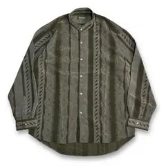 貴重 美品【VINTAGE】90s 柄ストライプ ビンテージバンドカラーシャツ