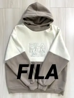 FILA ロゴ刺繍 パーカー Lサイズ アイボリー・ベージュ