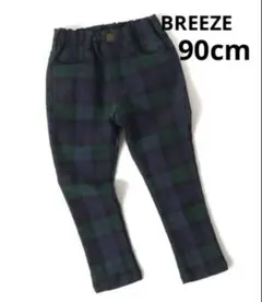 BREEZEらくらくスキニーパンツ90cmグリーンチェック柄