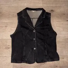 ブラック デニムベスト レディース F1サイズ Y2K アメカジ 00’s