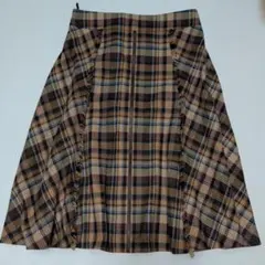 ローズティアラ★フリンジ付き！チェック柄スカート★42　大きいサイズ