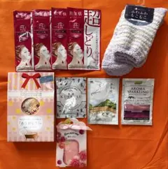 最終値下げ！フェイスシートマスク6枚、入浴剤、紙石鹸、もこもこ靴下　まとめ売り！