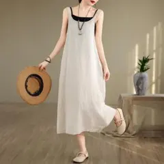 サロペットワンピース 無地 大きいサイズ ポケット付き 着心地いい ノースリーブ