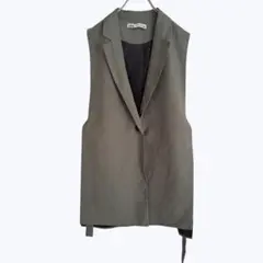 ZARA ザラ ロングジレ ベスト カーキ XS テーラード 薄手 ベルト付き