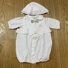 新生児 白ベビードレス 男の子 ベスト&帽子&カバーオール3点セット