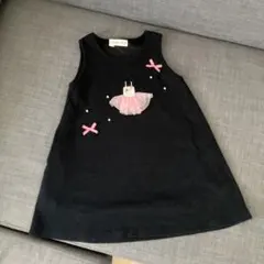 むーのんのん 黒 ノースリーブ ワンピース 120 バレエ　ジャンスカ　ニット