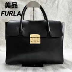 美品 FURLA フルラ レザー 2WAY ハンドバッグ ブラック 246572