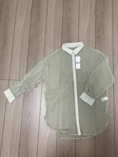 GU ライトグリーン シアーロングシャツ