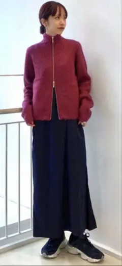 WEB限定　シャギースタンドジップカーディガン