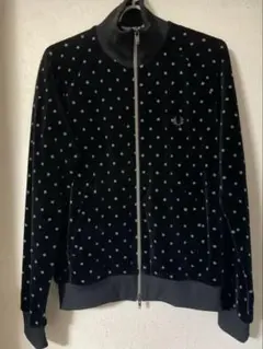 フレッドペリーベロア　トラックジャケット ドット柄 ブルゾン黒