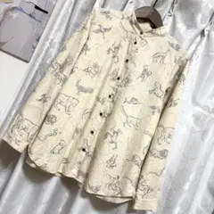【美品】Parkes *スタンドカラー 星座柄シャツのサムネイル