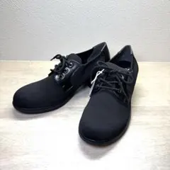 【新品タグ付】by あしながおじさん ニットレースアップシューズ 黒25.0cmのサムネイル