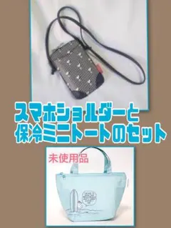 ほぼ新品♪ スヌーピー ストライプ柄　スマホショルダーと保冷ミニトートバッグ
