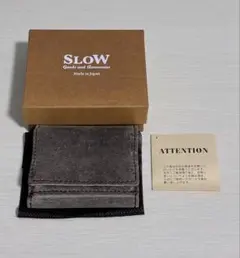 SLOW レザー三つ折り財布 ブラウン　クーズーレザーのサムネイル