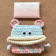 パクパクモンスター　ポケットティッシュケース　ミントブルーくま　リトルモンスター