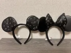 Disney ミッキー　ミニー カチューシャ スタッズ レザー