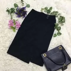 極美品 【グリーンレーベルリラクシング】ひざ丈スカート スリット　OL　36　S