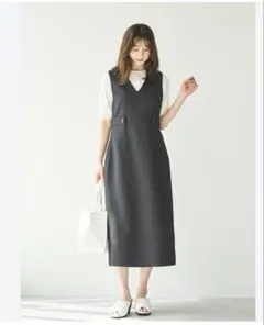 【美品】LOUNIE Vネック ジャンパースカート ワンピース