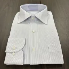 NON IRONドレスシャツL-88 グレー系ストライプ