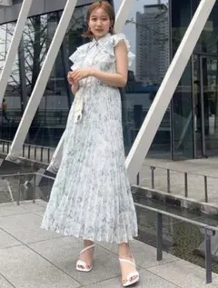 rienda ダブルフリルプリーツSH OP ワンピース