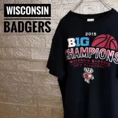 ウィスコンシン大学バッキー君　ギルダンGILDAN古着Tシャツ黒M