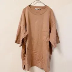 XL ユニクロU オーバーサイズTシャツ クルーネック ブラウン 大きめサイズ