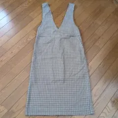 GUチェック柄 Vネックジャンパースカート