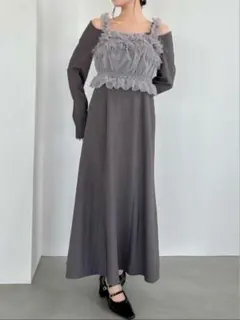 ダズリン　チュールギャザービスチェカットワンピース